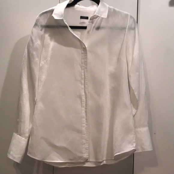 J. Crew Tops - White Linen Button Down J CREW